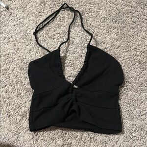 Wild Fable Black Ruched Crop Top
